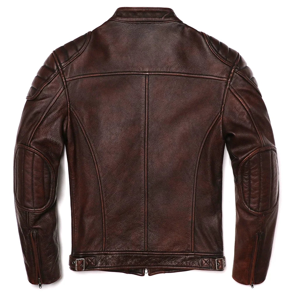 Harrison Men's Vintage Genuine Leather Biker Jacket