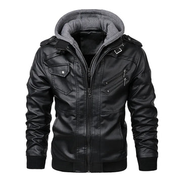 KB Men's Autumn Casual Leather Motorcycle Jacket - PU Biker Coat, EU Size SA722