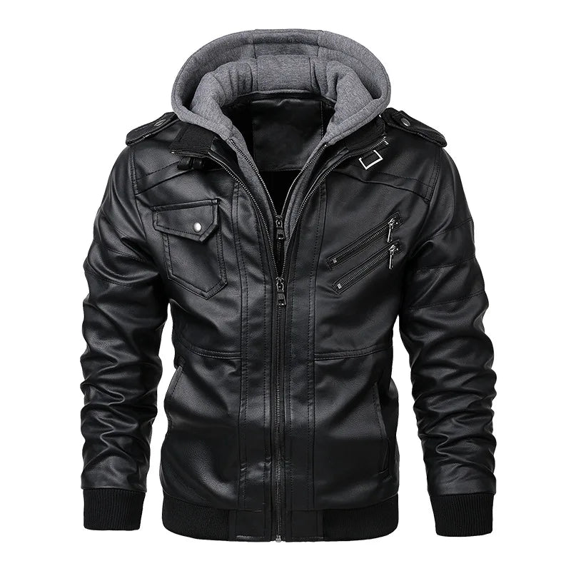 KB Men's Autumn Casual Leather Motorcycle Jacket - PU Biker Coat, EU Size SA722