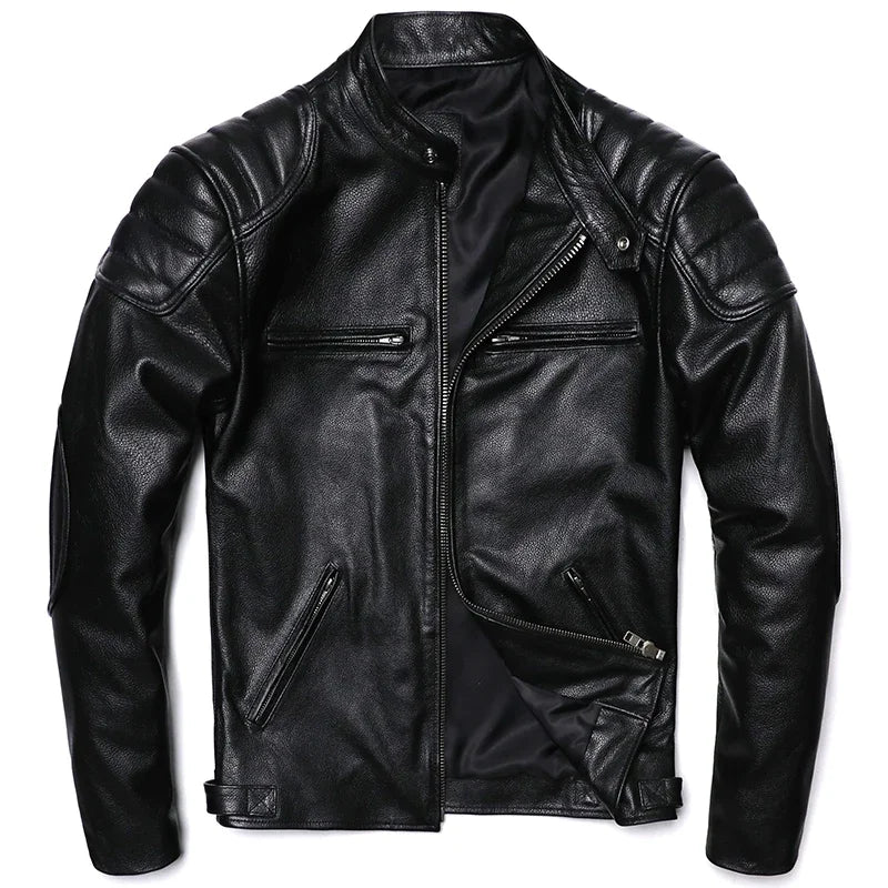 Harrison Men's Vintage Genuine Leather Biker Jacket