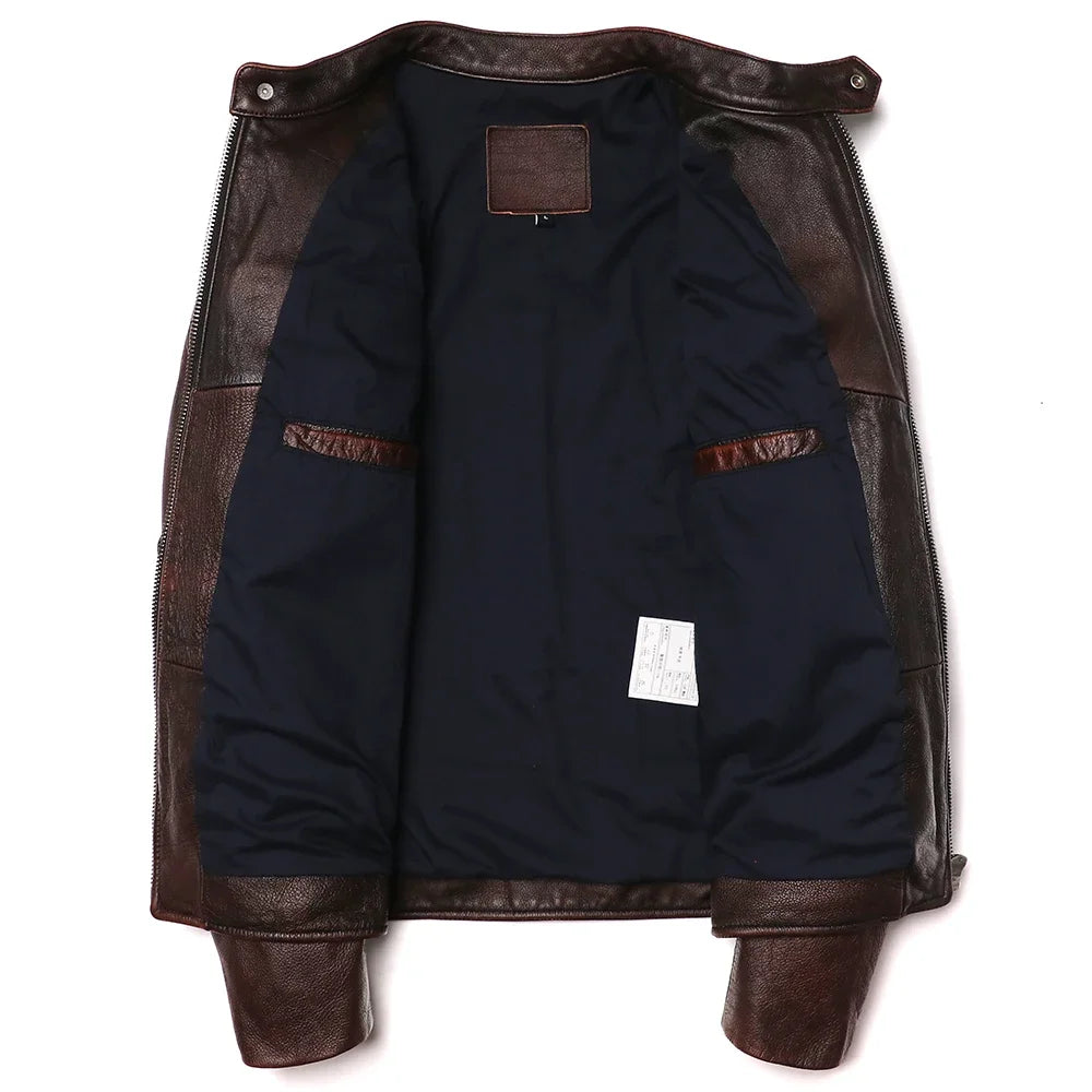 Harrison Men's Vintage Genuine Leather Biker Jacket